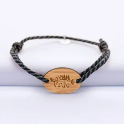 New HappyBulle Bracelet homme personnalisé cordon marin tressé médaille gravée ovale 2 trous 25x17 mm Bois