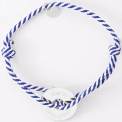 Discount HappyBulle Bracelet homme personnalisé cordon tressé médaille gravée argent cible soleil 20 mm Argent rhodié 925