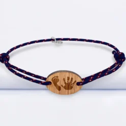 Clearance HappyBulle Bracelet homme personnalisé cordage marin simple médaille gravée ovale 2 trous 25x17 mm Bois