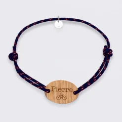Clearance HappyBulle Bracelet homme personnalisé cordage marin simple médaille gravée ovale 2 trous 25x17 mm Bois