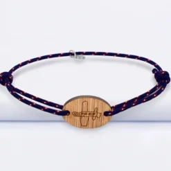Clearance HappyBulle Bracelet homme personnalisé cordage marin simple médaille gravée ovale 2 trous 25x17 mm Bois