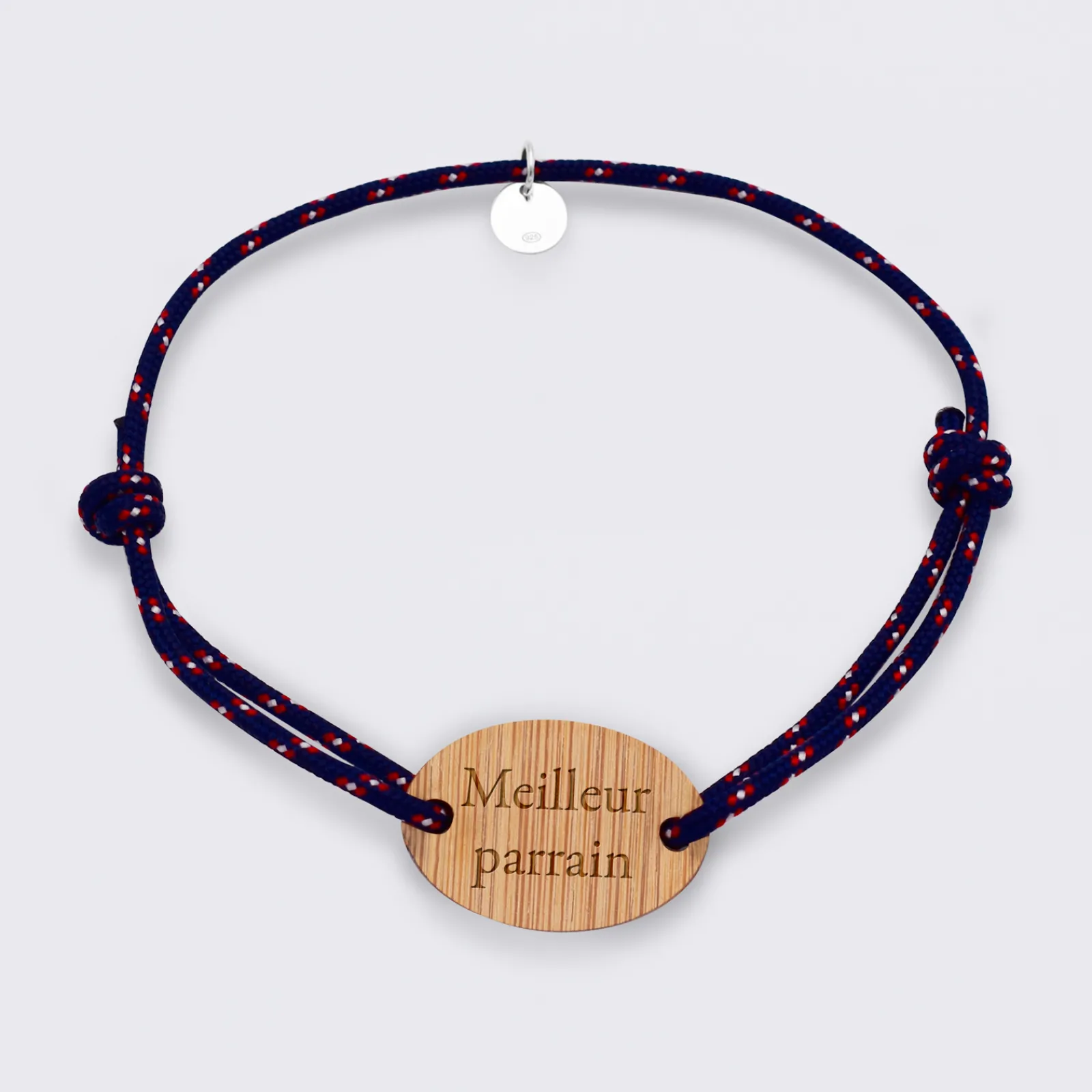 Clearance HappyBulle Bracelet homme personnalisé cordage marin simple médaille gravée ovale 2 trous 25x17 mm Bois