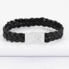 HappyBulle Bracelet homme personnalisé cuir tressé fermoir gravé acier 15x15 mm