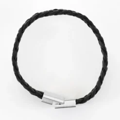 HappyBulle Bracelet homme personnalisé cuir tressé fermoir gravé acier 15x15 mm