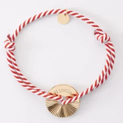 Hot HappyBulle Bracelet homme personnalisé cordon tressé médaille gravée plaqué or cible soleil 20 mm Plaqué or 18k