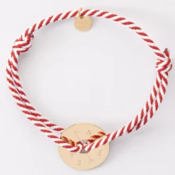 Hot HappyBulle Bracelet homme personnalisé cordon tressé médaille gravée plaqué or cible soleil 20 mm Plaqué or 18k