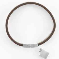Outlet HappyBulle Bracelet homme personnalisé cuir fermoir gravé acier 11x11 mm