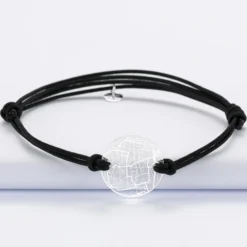 Clearance HappyBulle Bracelet homme personnalisé cordon double médaille gravée acrylique ronde 2 trous 21 mm 