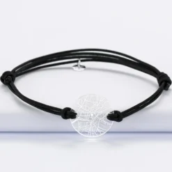 Clearance HappyBulle Bracelet homme personnalisé cordon double médaille gravée acrylique ronde 2 trous 21 mm 