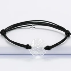 Clearance HappyBulle Bracelet homme personnalisé cordon double médaille gravée acrylique ronde 2 trous 21 mm 
