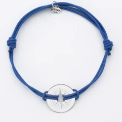 Hot HappyBulle Bracelet homme personnalisé cordon double médaille gravée argent cible 20 mm - Edition spéciale Rose des vents Argent rhodié 925