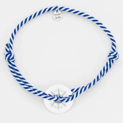 Best HappyBulle Bracelet homme personnalisé cordon tressé marin médaille gravée argent cible 20 mm - Edition spéciale Rose des vents Argent rhodié 925