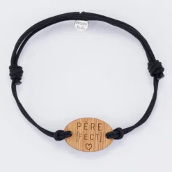 Sale HappyBulle Bracelet homme personnalisé cordon double médaille gravée ovale 2 trous 25x17 mm Bois