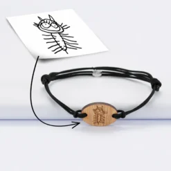 Sale HappyBulle Bracelet homme personnalisé cordon double médaille gravée ovale 2 trous 25x17 mm Bois