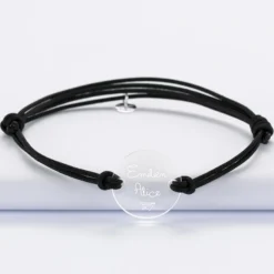 Best HappyBulle Bracelet homme personnalisé cordon double médaille gravée ronde 2 trous 21 mm Acrylique