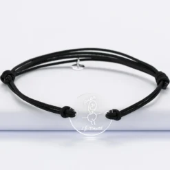 Best HappyBulle Bracelet homme personnalisé cordon double médaille gravée ronde 2 trous 21 mm Acrylique