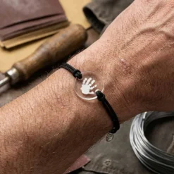 Best HappyBulle Bracelet homme personnalisé cordon double médaille gravée ronde 2 trous 21 mm Acrylique