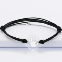Best HappyBulle Bracelet homme personnalisé cordon double médaille gravée ronde 2 trous 21 mm Acrylique