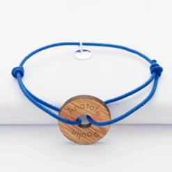 Clearance HappyBulle Bracelet homme personnalisé cordon simple médaille gravée cible ronde 21 mm Bois