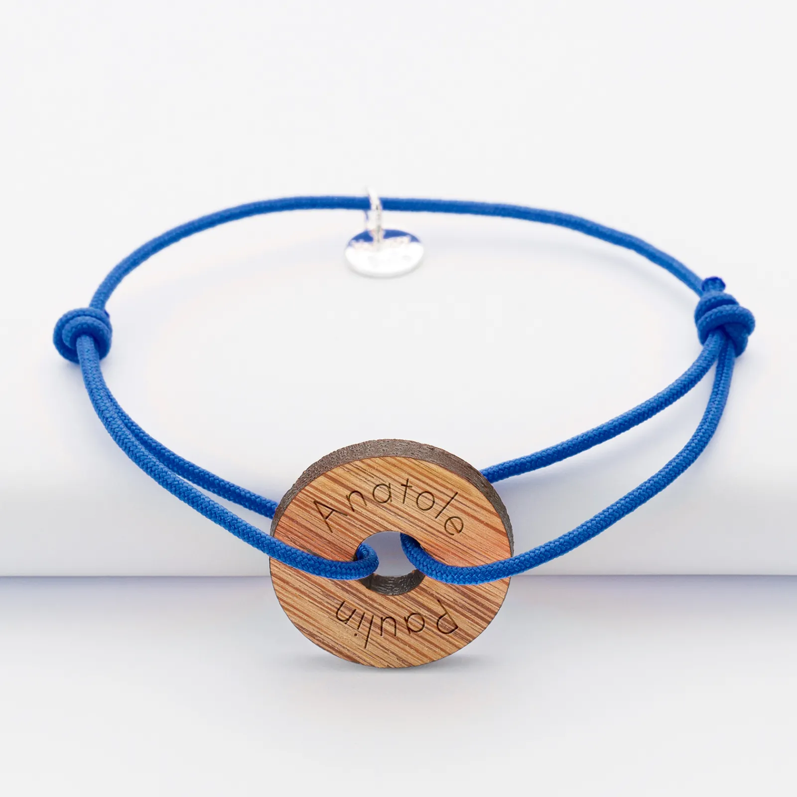 Clearance HappyBulle Bracelet homme personnalisé cordon simple médaille gravée cible ronde 21 mm Bois