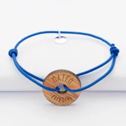 Clearance HappyBulle Bracelet homme personnalisé cordon simple médaille gravée cible ronde 21 mm Bois