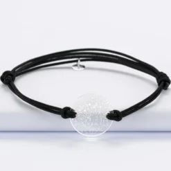 Hot HappyBulle Bracelet homme personnalisé cordon double médaille gravée acrylique ronde 2 trous 21 mm 