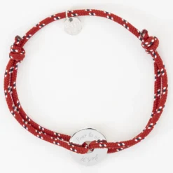 Best HappyBulle Bracelet homme personnalisé cordage marin simple médaille gravée argent cible 16 mm Argent rhodié 925