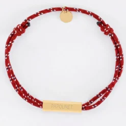 Hot HappyBulle Bracelet homme personnalisé cordage marin double médaille gravée acier doré cube rectangulaire 25x5x5 mm Acier inoxydable doré