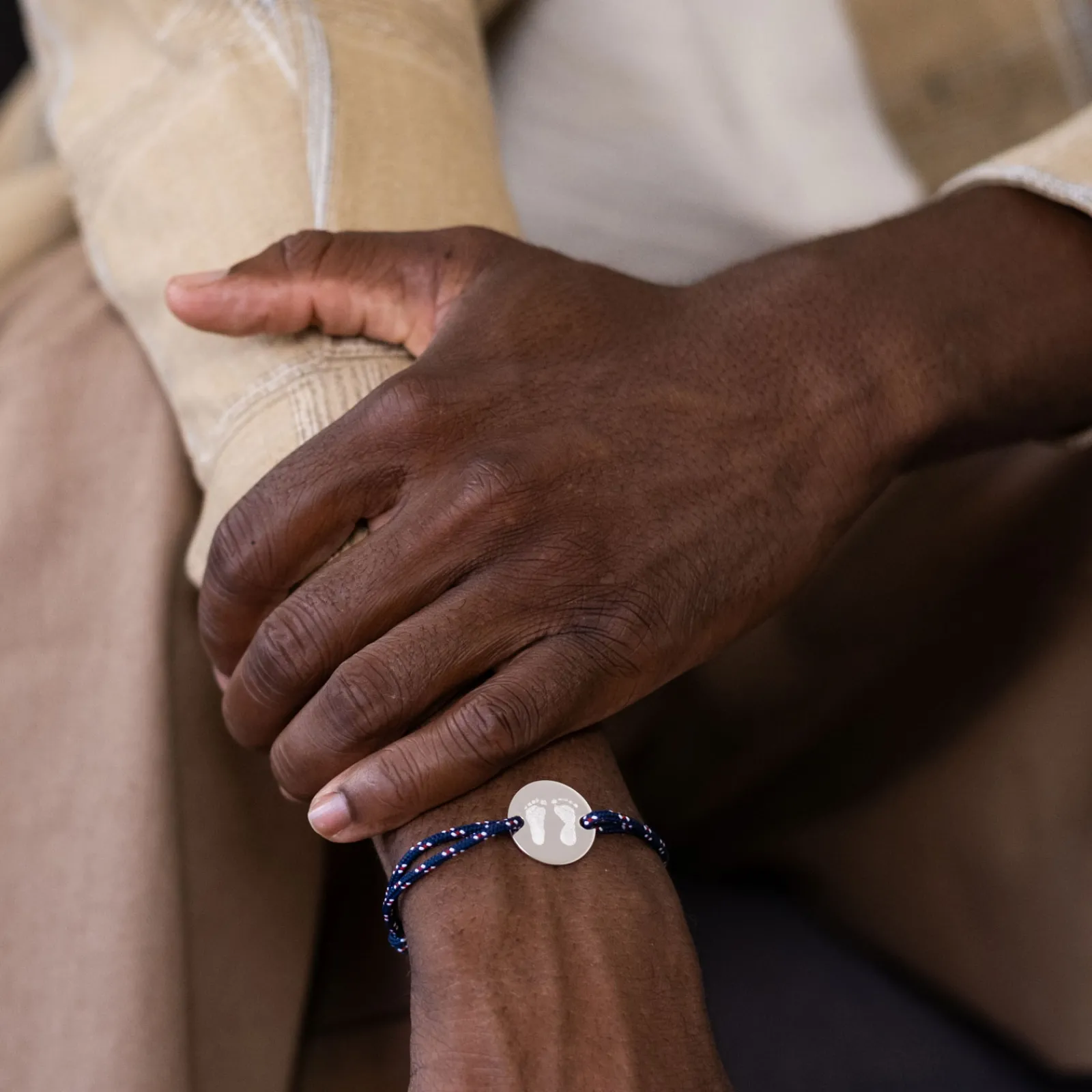 Hot HappyBulle Bracelet homme personnalisé cordage marin simple médaille gravée argent 2 trous 20 mm Argent rhodié 925