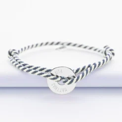 Online HappyBulle Bracelet homme personnalisé cordon marin tressé médaille gravée argent cible 16 mm Argent rhodié 925