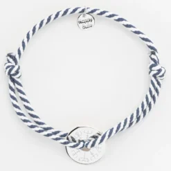 Online HappyBulle Bracelet homme personnalisé cordon marin tressé médaille gravée argent cible 16 mm Argent rhodié 925