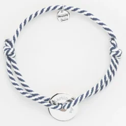 Online HappyBulle Bracelet homme personnalisé cordon marin tressé médaille gravée argent cible 16 mm Argent rhodié 925