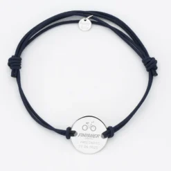 HappyBulle Bracelet homme personnalisé cordon doublé médaille gravée argent 2 trous 20 mm - Edition spéciale 
