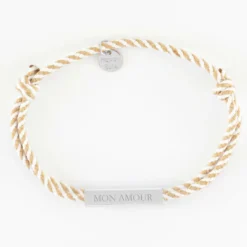 Outlet HappyBulle Bracelet homme personnalisé cordon tressé double médaille gravée acier cube rectangulaire 25x5x5 mm Acier inoxydable