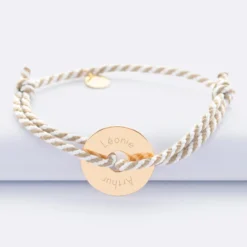 Clearance HappyBulle Bracelet homme personnalisé cordon marin tressé médaille gravée plaqué or cible 20 mm Plaqué or 18k
