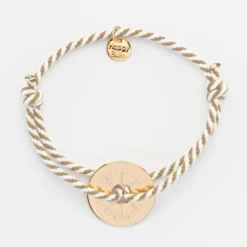 Clearance HappyBulle Bracelet homme personnalisé cordon marin tressé médaille gravée plaqué or cible 20 mm Plaqué or 18k