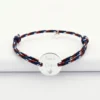 New HappyBulle Bracelet homme personnalisé cordage BLEU BLANC ROUGE médaille gravée argent 2 trous 20 mm
