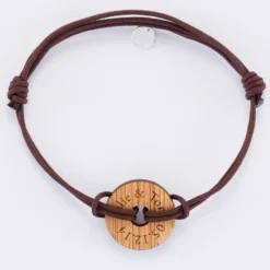 Sale HappyBulle Bracelet homme personnalisé cordon double médaille gravée cible ronde 21 mm Bois
