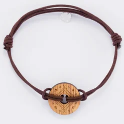 Sale HappyBulle Bracelet homme personnalisé cordon double médaille gravée cible ronde 21 mm Bois