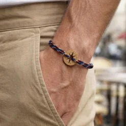 Best HappyBulle Bracelet homme personnalisé cordage marin simple médaille gravée cible ronde 21 mm Bois