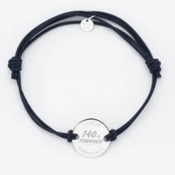 New HappyBulle Bracelet homme personnalisé cordon doublé médaille gravée argent 2 trous 20 mm - Edition spéciale 