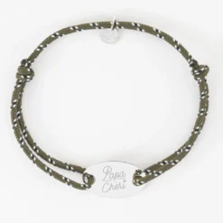 Discount HappyBulle Bracelet homme personnalisé cordage marin simple médaille gravée argent ovale 25x16 mm Argent rhodié 925