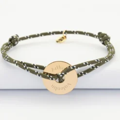 Clearance HappyBulle Bracelet homme personnalisé cordage marin simple médaille gravée plaqué or cible 20 mm Plaqué or 18k