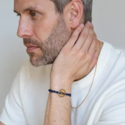 Clearance HappyBulle Bracelet homme personnalisé cordage marin simple médaille gravée plaqué or cible 20 mm Plaqué or 18k