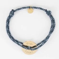 Clearance HappyBulle Bracelet homme personnalisé cordage marin simple médaille gravée plaqué or cible 20 mm Plaqué or 18k