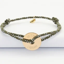 Clearance HappyBulle Bracelet homme personnalisé cordage marin simple médaille gravée plaqué or cible 20 mm Plaqué or 18k