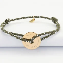 Clearance HappyBulle Bracelet homme personnalisé cordage marin simple médaille gravée plaqué or cible 20 mm Plaqué or 18k