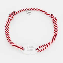 Hot HappyBulle Bracelet homme personnalisé cordon marin tressé médaille gravée argent ovale 25x16 mm Argent rhodié 925
