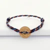 HappyBulle Bracelet homme personnalisé cordage BLEU BLANC ROUGE médaille gravée bois cible ronde 21 mm