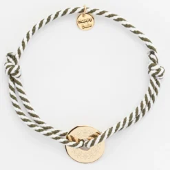 Hot HappyBulle Bracelet homme personnalisé cordon marin tressé médaille gravée plaqué or cible 16 mm Plaqué or 18k